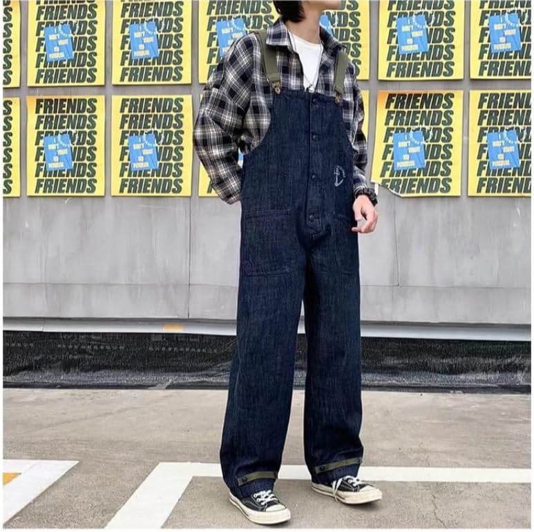 Burnont サルエルストレッチデニムオーバーオール バーンアウト DENIM